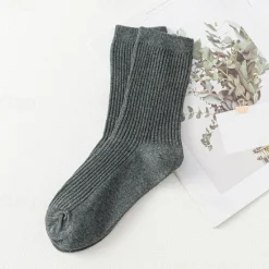 Sale OUKU Men's 5 Pairs Multi Packs Socks Running Socks Casual Socks Black White Color Plain Vacation Sports & Outdoor Daily Basic Medium Spring Fall Fashion Casual