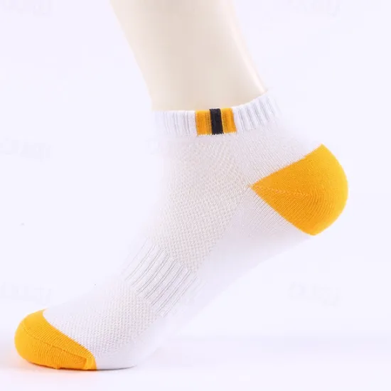 Outlet OUKU Men's 5 Pairs Multi Packs Socks Running Socks Casual Socks Yellow Red Color Color Block Vacation Sports & Outdoor Daily Basic Medium Spring Fall Fashion Casual