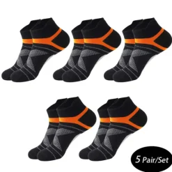 Clearance OUKU Men's 5 Pairs Socks Ankle Socks Running Socks Black Blue Color Color Block Daily Wear Vacation Weekend Medium Summer Spring Warm Ups