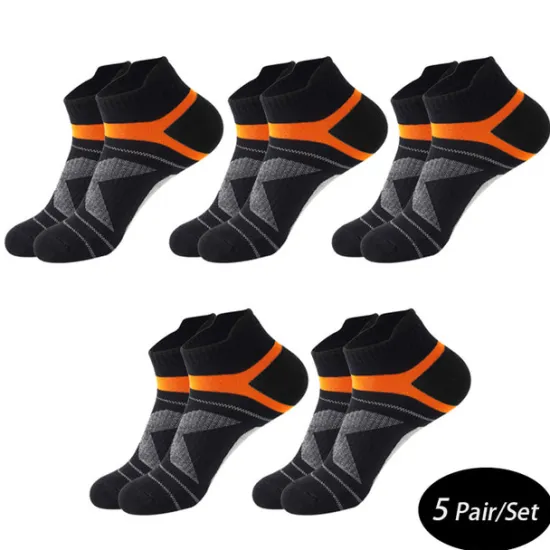 Clearance OUKU Men's 5 Pairs Socks Ankle Socks Running Socks Black Blue Color Color Block Daily Wear Vacation Weekend Medium Summer Spring Warm Ups