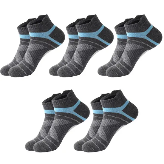 Clearance OUKU Men's 5 Pairs Socks Ankle Socks Running Socks Black Blue Color Color Block Daily Wear Vacation Weekend Medium Summer Spring Warm Ups