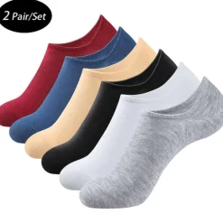 Online OUKU Men's 2 Pairs Socks Ankle Socks Low Cut Socks No Show Socks Black White Color Plain Outdoor Daily Wear Vacation Thin Spring & Summer Fashion Sport