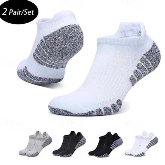 OUKU Men's 2 Pairs Socks Ankle Socks Sport Socks / Athletic Socks Low Cut Socks Black White Color Color Block Outdoor Daily Wear Vacation Medium Spring & Summer Fashion Sport