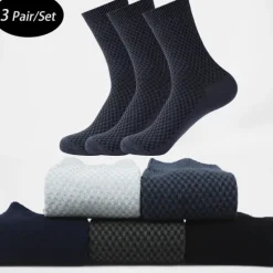 Discount OUKU Men's 3 Pairs Socks Compression Socks Crew Socks Black Navy Blue Color Solid Colored Casual Daily Sports Medium Spring, Fall, Winter, Summer Fashion Comfort