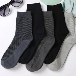 Discount OUKU Men's 3 Pairs Socks Compression Socks Crew Socks Black Navy Blue Color Solid Colored Casual Daily Sports Medium Spring, Fall, Winter, Summer Fashion Comfort