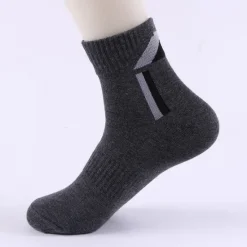 Online OUKU Men's 5 Pairs Socks Crew Socks Light Yellow Black Color Color Block Daily Wear Vacation Weekend Medium Fall & Winter Warm Ups