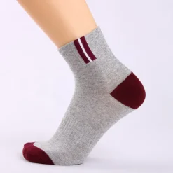 Online OUKU Men's 5 Pairs Socks Crew Socks Light Yellow Black Color Color Block Daily Wear Vacation Weekend Medium Fall & Winter Warm Ups