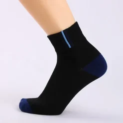 Online OUKU Men's 5 Pairs Socks Crew Socks Light Yellow Black Color Color Block Daily Wear Vacation Weekend Medium Fall & Winter Warm Ups