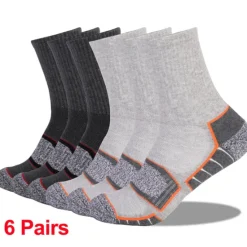 Sale OUKU Men's 6 Pairs Socks Crew Socks Hosiery White+Black Light gray + dark gray Color Cotton Winter Autumn / Fall