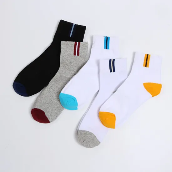 Hot OUKU Men's 2 Pairs Socks Crew Socks Yellow Wine Color Color Block Daily Wear Vacation Weekend Medium Spring, Fall, Winter, Summer Warm Ups