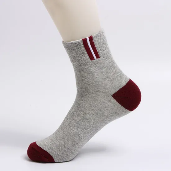Hot OUKU Men's 2 Pairs Socks Crew Socks Yellow Wine Color Color Block Daily Wear Vacation Weekend Medium Spring, Fall, Winter, Summer Warm Ups