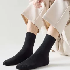Best OUKU Men's 5 Pairs Socks Dress Socks Crew Socks Casual Socks Black White Color Cotton Solid Colored Casual Daily Warm Winter Fashion Comfort