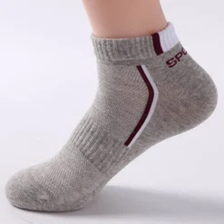 OUKU Men's 2 Pairs Socks Letter & Striped Print Ankle Socks Running Socks Color Block Fashionable Casual Daily Medium Spring, Summer, Fall, Winter Stylish Traditional Classic