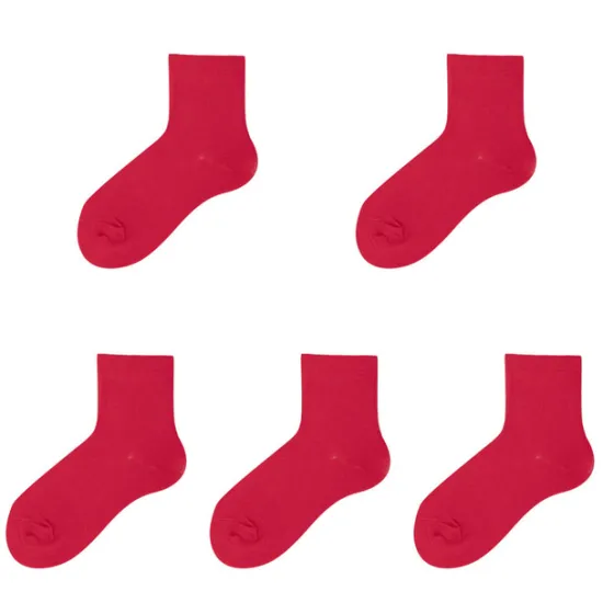 Discount OUKU Men's 5 Pairs Socks Sport Socks / Athletic Socks Crew Socks Casual Socks Color Cotton Solid Colo Casual Daily Sports Medium Spring, Fall, Winter, Summer Fashion Comfort Red