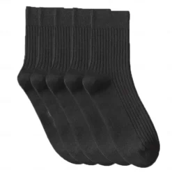Hot OUKU Men's 5 Pairs Socks Stockings Crew Socks Multi Color 5 Pairs Black Color Cotton Solid Colored Athleisure Daily Warm Fall & Winter