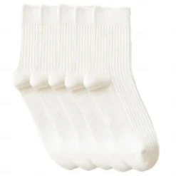 Hot OUKU Men's 5 Pairs Socks Stockings Crew Socks Multi Color 5 Pairs Black Color Cotton Solid Colored Athleisure Daily Warm Fall & Winter