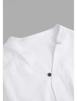 New OUKU Men's 2 Piece Shirt Set Summer Set Matching Sets Casual Shirt Black White Gray Light Blue Short Sleeve Plain Standing Collar Vacation Daily Front Pocket Clothing Apparel Cotton Cotton Blend Fashion