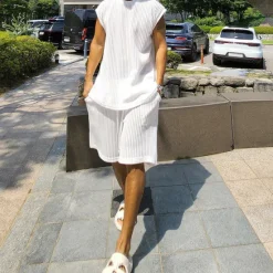 Best OUKU Men's 2 Piece T-shirt Suits Tracksuit Shorts and T Shirt Set Short Sleeve Short Sleeves Short Pant Crew Neck Summer Color Block Gymnatics Casual 2 Piece Knitted Vacation Daily Wear Activewear White