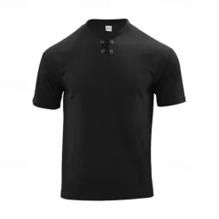 OUKU Men's 2 Piece Waffle Henley Shirt T-shirt Suits Tracksuit Short Sleeve Short Sleeves Short Pant Henley Summer Solid Color Drawing Gymnatics Casual 2 Piece Vacation Daily Wear Activewear Black White