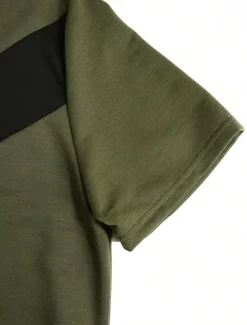 Online OUKU Men's 2 Pieces Outfits T-Shirt and Drawstring Shorts Set Short Sleeve Crewneck Summer Color Block Fashion Sport Casual 2 Piece Vacation Casual Daily Wear Black Yellow Green Top Tee for Men
