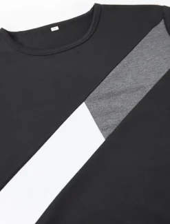 Online OUKU Men's 2 Pieces Outfits T-Shirt and Drawstring Shorts Set Short Sleeve Crewneck Summer Color Block Fashion Sport Casual 2 Piece Vacation Casual Daily Wear Black Yellow Green Top Tee for Men