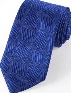 Discount OUKU Men's 100% Silk Ties Elegant Fashion Designer Embroidered Embroidery Paisley Optical Illusion Striped Formal Wedding Party