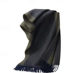 Online OUKU Men's 100% Wool Rectangle Scarf School Christmas Outdoor Red Navy Blue Scarf