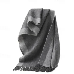 Online OUKU Men's 100% Wool Rectangle Scarf School Christmas Outdoor Red Navy Blue Scarf