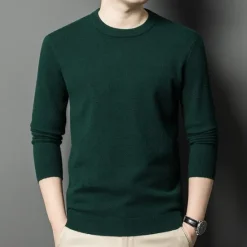 Outlet OUKU Men's 100% Wool Sweater Pullover Sweater Jumper Knit Solid Color Crew Neck Knitwear Elegant School Training Clothing Apparel Fall Winter Black White S M L