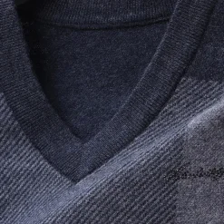 New OUKU Men's 100% Wool Sweater Vest Knit Check Pattern Plaid V Neck Knitwear Elegant School Formal Clothing Apparel Spring Fall Dark Green Light Grey S M L