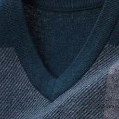 New OUKU Men's 100% Wool Sweater Vest Knit Check Pattern Plaid V Neck Knitwear Elegant School Formal Clothing Apparel Spring Fall Dark Green Light Grey S M L