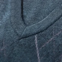Hot OUKU Men's 100% Wool Sweater Vest Knit V Neck Stripe Reactive Print V Neck Knitwear Elegant School Performance Clothing Apparel Spring Fall Black Royal Blue S M L