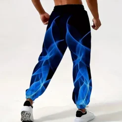 Best OUKU Men's Abstract Flame Sweatpants Joggers Trousers Mid Waist Drawstring Elastic Waist Casual Jogging Streetwear Workout Athletic Sweatpants with Pockets Spring Fall 3D Print Yellow Red Blue