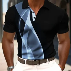 Clearance OUKU Men's Abstract Geometic Polo Short Sleeve Polo Shirts Collared Shirts Business Casual Outdoor Athleisure Daily Wear 3D Print Summer Black Yellow Red
