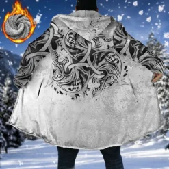 Best OUKU Men's Abstract Graphic Prints Winter Coat Fleece Jacket Coat Warm Breathable Comfortable Fashion Streetwear Sport Sports & Outdoor Daily Wear Going out Zipper Pocket Print Fall & Winter Hoodie Long