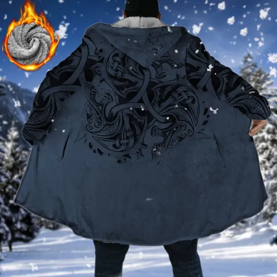 Best OUKU Men's Abstract Graphic Prints Winter Coat Fleece Jacket Coat Warm Breathable Comfortable Fashion Streetwear Sport Sports & Outdoor Daily Wear Going out Zipper Pocket Print Fall & Winter Hoodie Long