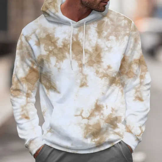 New OUKU Men's Abstract Hoodies Sweatshirt Cool Party Long Sleeve Crew Neck Club Streetwear Blue Purple Drawstring Fall Winter Designer
