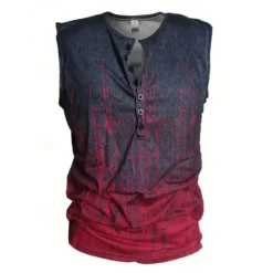Hot OUKU Men's Abstract Tank Top Henley Shirt Sleeveless Vintage Fashion Designer Outdoor Casual Daily Summer Spring & Fall Henley Henley T-Shirt Navy Blue