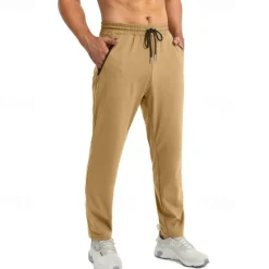 Clearance OUKU Men's Active Pants Sweatpants Trousers Pocket Drawstring Elastic Waist Plain Comfort Sports Outdoor Daily Fashion Casual Dark Khaki Light Khaki Micro-elastic
