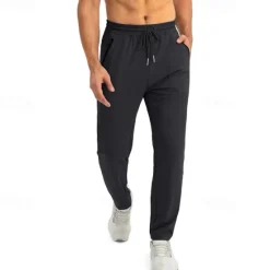 Clearance OUKU Men's Active Pants Sweatpants Trousers Pocket Drawstring Elastic Waist Plain Comfort Sports Outdoor Daily Fashion Casual Dark Khaki Light Khaki Micro-elastic