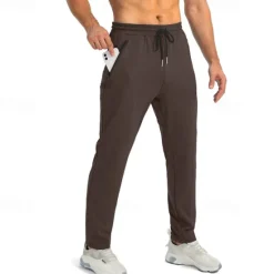 Clearance OUKU Men's Active Pants Sweatpants Trousers Pocket Drawstring Elastic Waist Plain Comfort Sports Outdoor Daily Fashion Casual Dark Khaki Light Khaki Micro-elastic