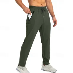Clearance OUKU Men's Active Pants Sweatpants Trousers Pocket Drawstring Elastic Waist Plain Comfort Sports Outdoor Daily Fashion Casual Dark Khaki Light Khaki Micro-elastic