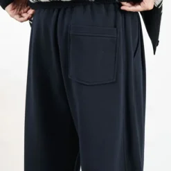 Online OUKU Men's Active Pants Wide Leg Sweatpants Elastic Waist Woven Solid Color Geometric Full Length Outdoor Casual Daily Sports Fashion Navy Blue Beige Micro-elastic