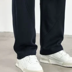 Online OUKU Men's Active Pants Wide Leg Sweatpants Elastic Waist Woven Solid Color Geometric Full Length Outdoor Casual Daily Sports Fashion Navy Blue Beige Micro-elastic