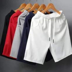 Sale OUKU Men's Active Shorts Casual Shorts Pocket Drawstring Elastic Drawstring Design Solid Color Comfort Breathable Short Sports Outdoor Casual Daily Fashion Streetwear Black White Micro-elastic