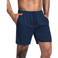 OUKU Men's Active Shorts Sweat Shorts Shorts Summer Shorts Pocket Drawstring Elastic Waist Plain Comfort Short Sports Outdoor Daily Going out Fashion Casual Black Army Green Micro-elastic