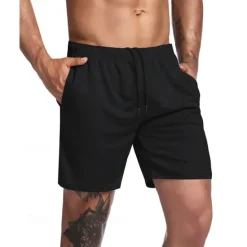 OUKU Men's Active Shorts Sweat Shorts Shorts Summer Shorts Pocket Drawstring Elastic Waist Plain Comfort Short Sports Outdoor Daily Going out Fashion Casual Black Army Green Micro-elastic