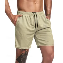 OUKU Men's Active Shorts Sweat Shorts Shorts Summer Shorts Pocket Drawstring Elastic Waist Plain Comfort Short Sports Outdoor Daily Going out Fashion Casual Black Army Green Micro-elastic