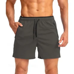 Hot OUKU Men's Active Shorts Sweat Shorts Shorts Summer Shorts Pocket Drawstring Elastic Waist Plain Comfort Short Sports Outdoor Daily Going out Fashion Casual Black Army Green Micro-elastic