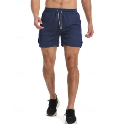 Hot OUKU Men's Active Shorts Sweat Shorts Shorts Summer Shorts Pocket Drawstring Elastic Waist Plain Comfort Short Sports Outdoor Daily Going out Fashion Casual ArmyGreen Black Micro-elastic